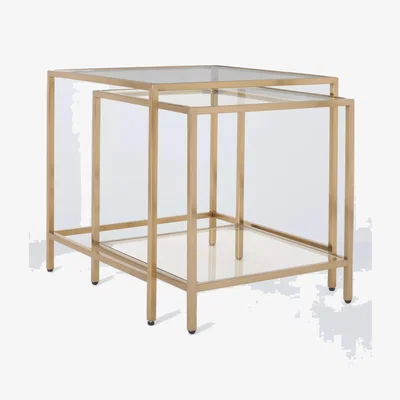John Lewis John Lewis Langham Nest of 2 Glass Tables, Brass