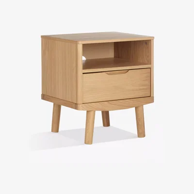 John Lewis John Lewis Bow 1 Drawer Bedside Table, Natural