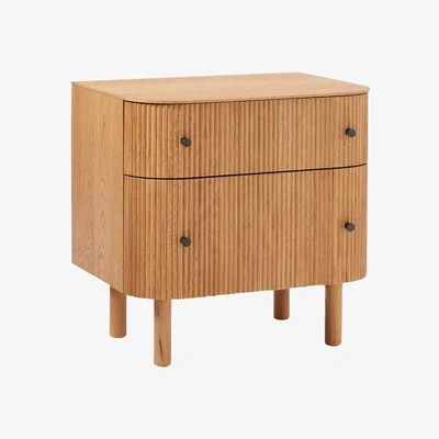 John Lewis west elm Ellington 2 Drawer Bedside Table, Oak Veneer