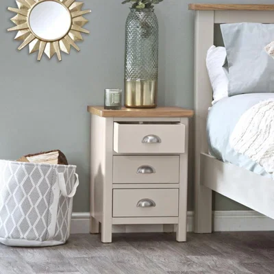 Knees Ruskin Dove Grey 3 Drawer Bedside Table