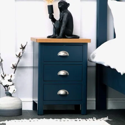 Knees Ruskin Blue 3 Drawer Bedside Table
