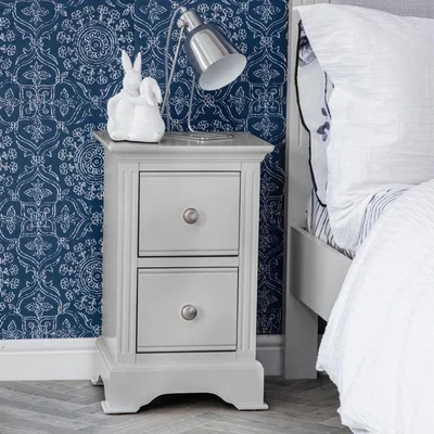 Knees Beneroti Moonlight Grey 2 Drawer Bedside Table
