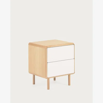 Kave Home Anielle solid and ash veneer bedside table 50 x 58,4 cm