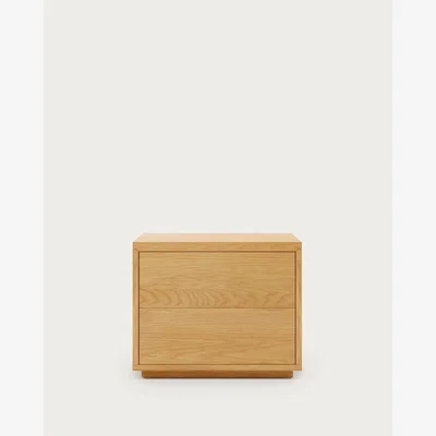 Kave Home Abilen oak veneer and white lacquer bedside table, 53 x 44 cm, 100% FSC™ certified