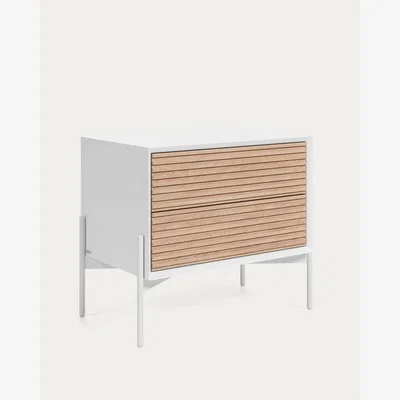 Kave Home Marielle bedside table made from ash wood with white lacquer 64 x 54 cm