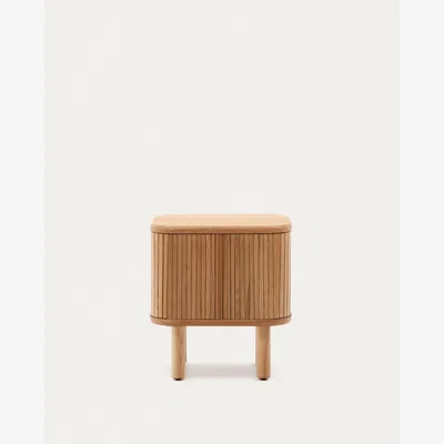 Kave Home Mailen bedside table in ash veneer with a natural finish 50 x 55 cm