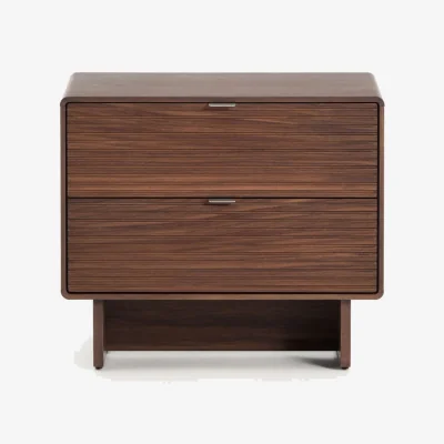 Kave Home Norlen 2-drawer bedside table in walnut veneer FSX Mix Credit 60 x 52cm