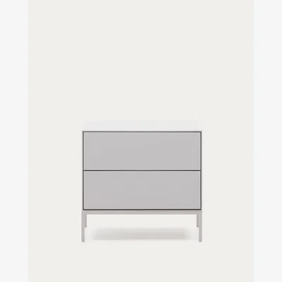 Kave Home Vedrana two-drawer bedside table white lacquered MDF 60 x 55 cm