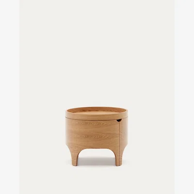 Kave Home Octavia bedside table in ash plywood Ø 55 cm