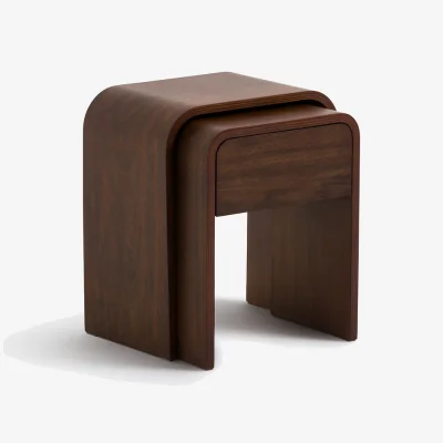 La Redoute Vence Nest of Bedside Tables in Walnut Veneer