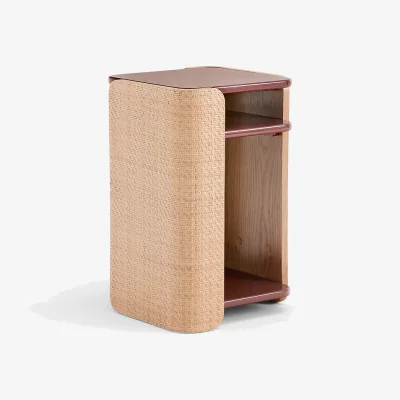 La Redoute Talma Cane Bedside Table with Double Lacquered Shelving