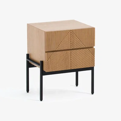 La Redoute Les Signatures - Lodge Oak Veneer Bedside Table with 2 Drawers