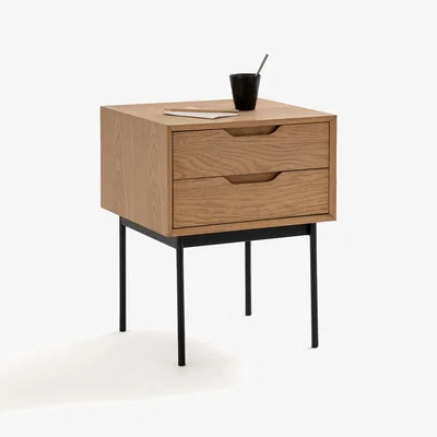 La Redoute Noyeto 2-Drawer Wood & Metal Bedside Table