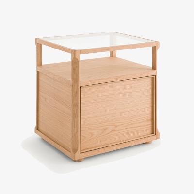 La Redoute Iéna Bedside Table in Oak, Veneer and Glass E. Gallina
