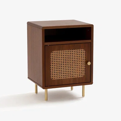 La Redoute Redpop Walnut & Cane 1-Door Bedside Table