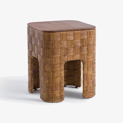 La Redoute Garrance Solid Teak and Woven Rattan Bedside Table