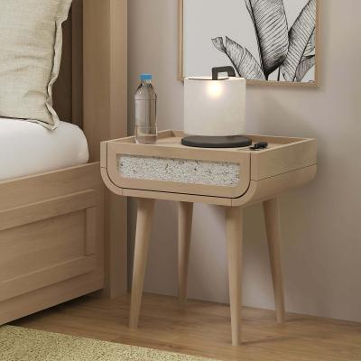 La Redoute Ozen Stone & Mango Wood 1 Drawer Bedside Table