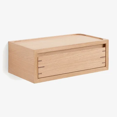 La Redoute Hibashi Solid Oak/Oak Veneer Suspended Bedside Table