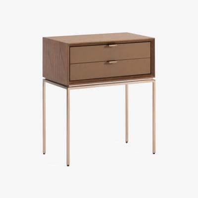 La Redoute Delina Walnut / Leather Bedside Table