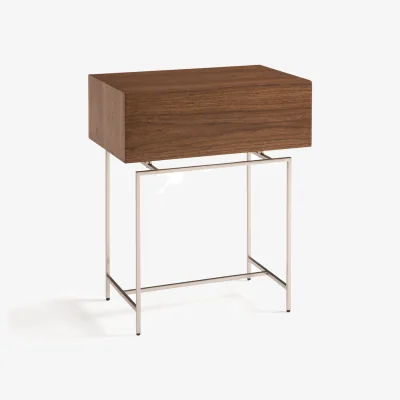 La Redoute Oreko Walnut Veneer Satin Nickel Bedside Table