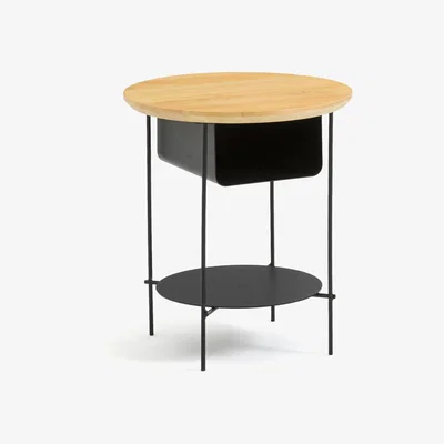 La Redoute Bangor Steel and Birch Bedside Table