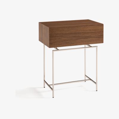 La Redoute Oreko Walnut Veneer Satin Nickel Bedside Table