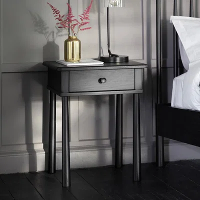 La Redoute Uttara Black 1 Drawer Bedside Table