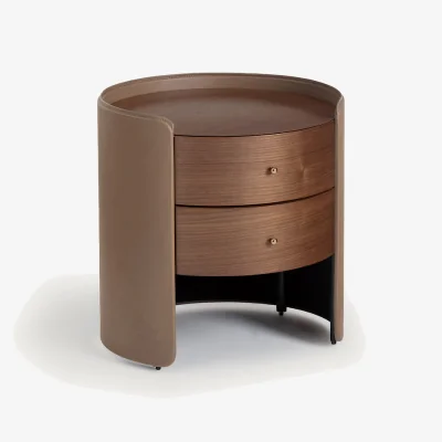 La Redoute Firmo Bedside Cabinet in Walnut and Leather Veneer