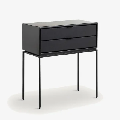 La Redoute Réalto Metal & Leather Bedside Table