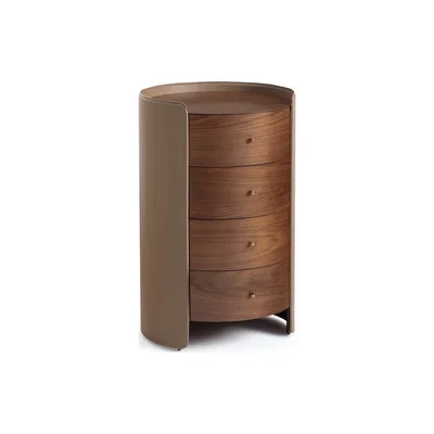 La Redoute Firmo Walnut & Leather Bedside Table with Drawers