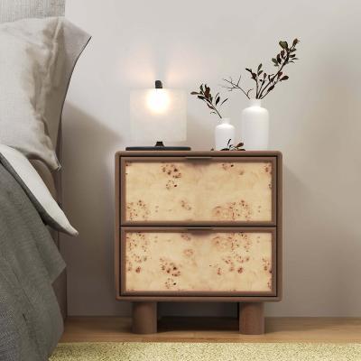La Redoute Umber Burl & Mango Wood 2 Drawer Bedside Table