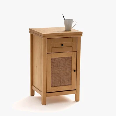La Redoute Gabin Bedside Table with 1 Drawer & 1 Cane Cupboard