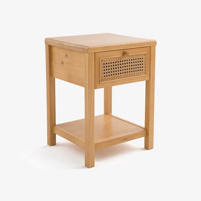 La Redoute Mora 1-Drawer Pine & Cane Bedside Table