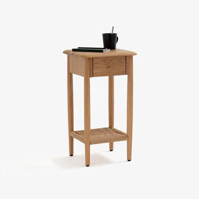 La Redoute Malora Solid Oak & Weaving Bedside Table