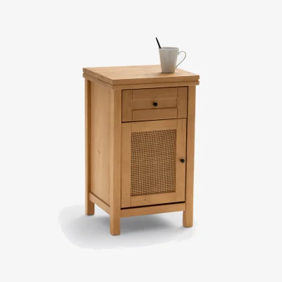 La Redoute Gabin Bedside Table with 1 Drawer & 1 Cane Cupboard