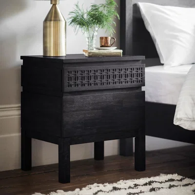 La Redoute Barauni Boho Wooden 2 Drawer Bedside Table