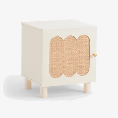 La Redoute Ptilu Oak/Rattan 1-Door Bedside Table