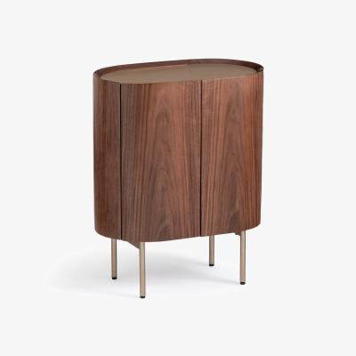 La Redoute Aslen Walnut & Leather Bedside Table
