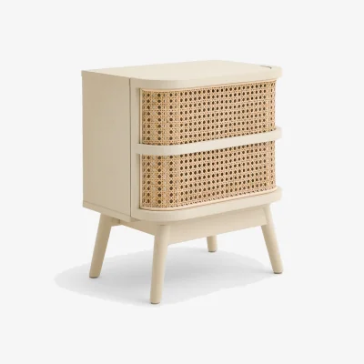 La Redoute Laora Bedside Table with 1 Drawer and Rattan Cane
