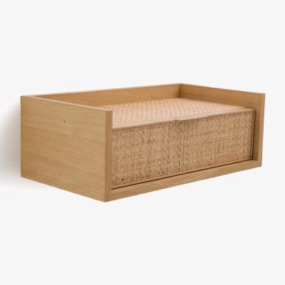 La Redoute Louison Woven Rattan 1-Drawer Wall Bedside Table