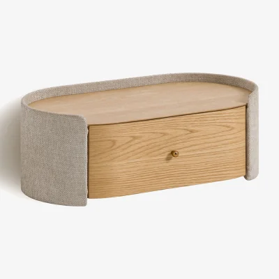 La Redoute Firmo Wall-Mounted Bedside Table in Oak Veneer and Fabric