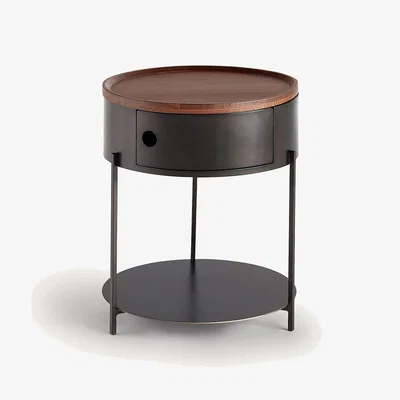 La Redoute Talbingo Bedside Table in Steel and Solid Walnut