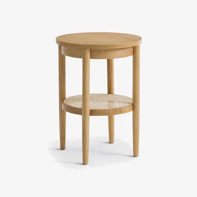 La Redoute Pio Two-Tier Oak & Cane Bedside Table