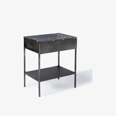 La Redoute Ambrette Metal & Amber Marble Bedside Table