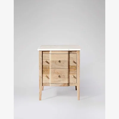 Marks & Spencer Swoon Duval Mango Wood 2 Drawer Bedside Table Natural