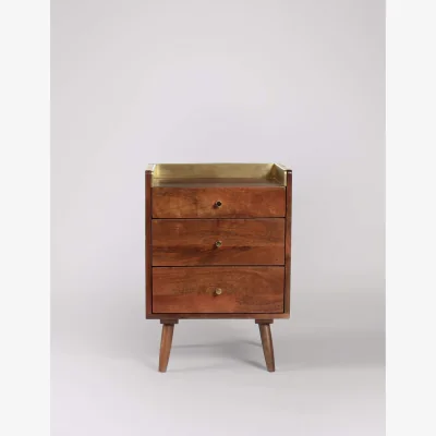 Marks & Spencer Swoon Fresco Mango Wood 3 Drawer Bedside Table Brown