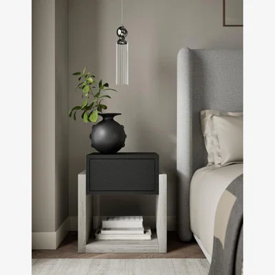 Marks & Spencer M&S X Kelly Hoppen Cube Drawer Bedside Table - Dark Grey Mix, Dark Grey Mix