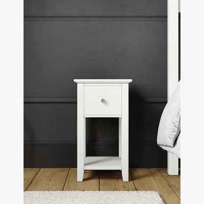 Marks & Spencer Gallery Direct Set of 2 Hastings 1 Drawer Slim Bedside Tables - Soft White, Soft White