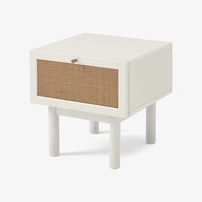 Made.com Pavia Bedside Table, Natural Rattan & White-Washed Oak Effect