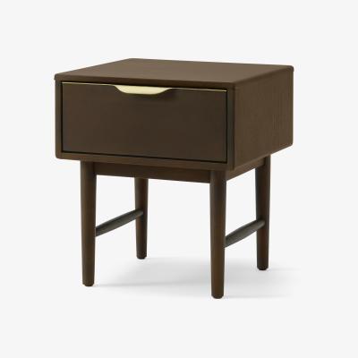 Made.com Mallory Bedside Table, Walnut Stain Oak & Brass